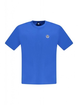 Tricou barbati, cu mini logo brodat, Regular fit, Albastru deschis, M foto