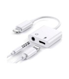 Adaptor Audio Lightning la Jack 3.5mm + Lightning Xo NB172B, 20cm, 2A, Alb, Compatibil iPhone