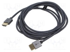 Cablu HDMI Goobay 3m textil negru gri HDMI 2.0 High Speed 4K HDR