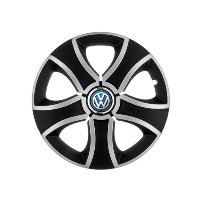 Set 4 Capace Roti 15 inchi (R15) Bis Gri-Negru, Compatibile Cu Volkswagen