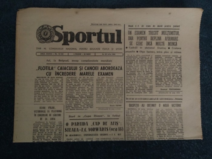 ZIARUL SPORTUL 29 IULIE 1982