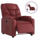 Cumpara ieftin Fotoliu rabatabil electric, rosu vin, piele ecologica