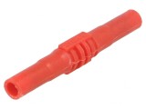 Soclu banană 4mm roșu 15A 1kV nichelat cu izolație