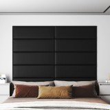 VidaXL Panouri de perete 12 buc. negru, 90x30 cm, piele eco 3,24 m&sup2;