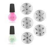 SET n.3 : 5buc șaboane pentru Nail art + 2buc Lacuri pentru unghii, INGINAILS