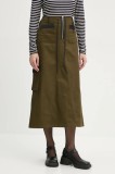 R&eacute;sum&eacute; fustă din bumbac CapriRS culoarea verde, maxi, drept, 222651227