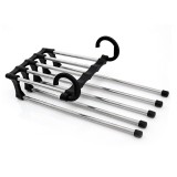 Umeras organizator pentru pantaloni, din metal/plastic, dimensiuni 47 x 18 x 6 cm, argintiu/negru