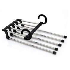 Umeras organizator pentru pantaloni, din metal/plastic, dimensiuni 47 x 18 x 6 cm, argintiu/negru