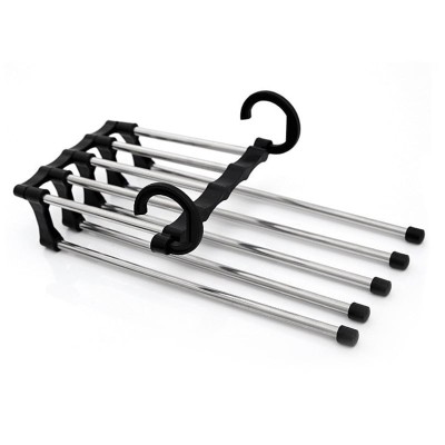 Umeras organizator pentru pantaloni, din metal/plastic, dimensiuni 47 x 18 x 6 cm, argintiu/negru foto