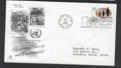 UN New York 1965 World population conference Mi.161 FDC UN.206 foto