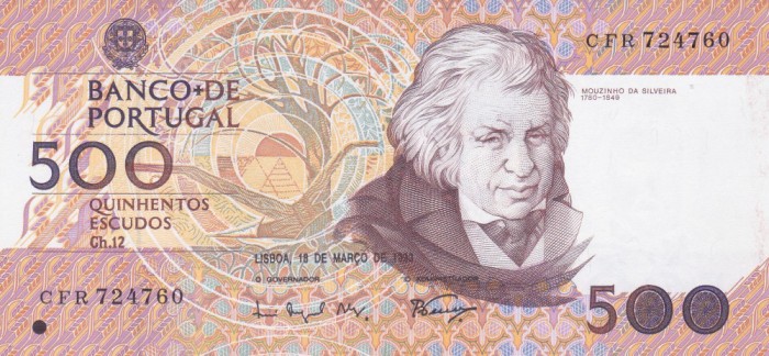 Bancnota Portugalia 500 Escudos 18.3.1993 - P180e UNC