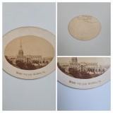 Fotografie victoriana de colectie. Format inedit oval pentru zile onomastice /nastere: Happy may your Birthday be!, Bristol, UK, Marea Britanie, 1887