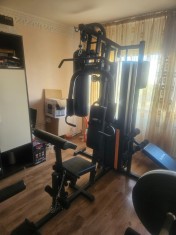 Aparat multifunctional fitness Orion Classic L3 &amp; Pachet banca multifunctionala cu set de greutati 100 kg, Alba, Gorilla