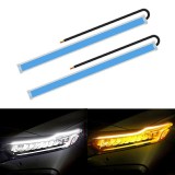 Banda LED DRL Auto 60cm, Lumini de Zi cu Semnalizare Secventiala Dinamica, 12V, Flexibila, Universala, Alb/Galben