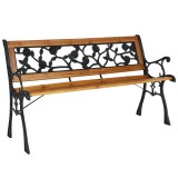 Banca de gradina din fier negru si lemn natur FAIZA 126x52x73 cm