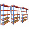 Raft triplu PROFESIONAL Premium 2000x3000x400 mm (HxLxl) lacuit albastru/portocaliu 5 polite MDF, 7500 kg, 7 ani garantie, PLUS