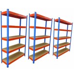 Raft triplu PROFESIONAL Premium 2000x3000x400 mm (HxLxl) lacuit albastru/portocaliu 5 polite MDF, 7500 kg, 7 ani garantie, PLUS