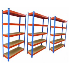 Raft triplu PROFESIONAL Premium 2000x2700x400 mm (HxLxl) lacuit albastru/portocaliu 5 polite MDF, 7500 kg, 7 ani garantie, PLUS