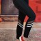 L863-1 Colanti sport cu talie medie din material elastic si dungi albe