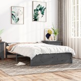VidaXL Cadru de pat Double 4FT6, gri, 135x190 cm, lemn masiv