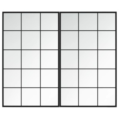Oglinzi de perete, 2 buc., negru, 100x60 cm, metal foto