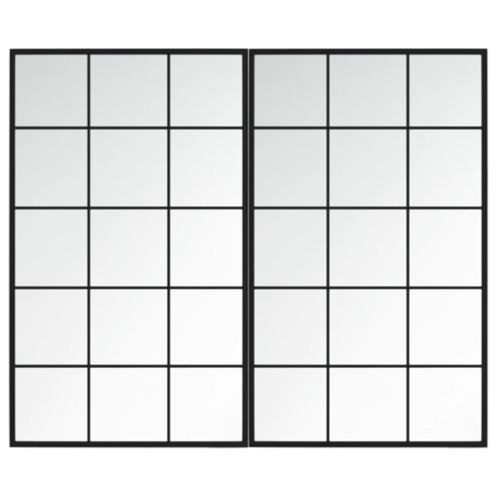 Oglinzi de perete, 2 buc., negru, 100x60 cm, metal