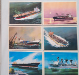 1979, Flota USSR pe mare, 7 cărţi poştale, picturi Victorov, Necirculata, Printata