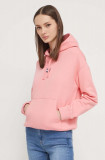 Tommy Jeans hanorac de bumbac femei, culoarea roz, cu glugă, imprimeu DW0DW17326