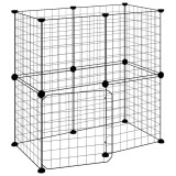 Cumpara ieftin Cusca animale de companie cu usa 12 panouri negru 70x35x70 cm otel
