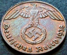 Moneda istorica 1 REICHSPFENNIG - GERMANIA NAZISTA, anul 1938 E *cod 1921
