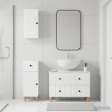 Cumpara ieftin Set de cabinet pentru baie cu 3 piese ALKMAAR Alb foarte lucios