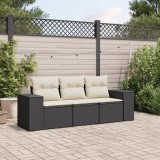 Gossi set mobilier de gradina cu perne, 3 piese, negru, poliratan