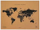 Harta din pluta L - Woddy Map - Black - White Frame | Miss Wood