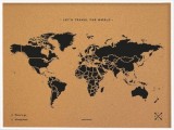 Cumpara ieftin Harta din pluta L - Woddy Map - Black - White Frame | Miss Wood