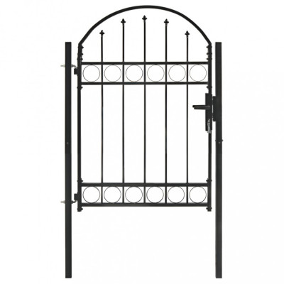 vidaXL Poartă de gard cu arcadă, negru, 100 x 125 cm, oțel foto