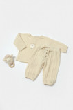 Cumpara ieftin Set bluza si pantaloni, Winter muselin, 100% bumbac - Stone, BabyCosy (Marime: 9-12 luni)