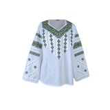 Bluza dama tip ie D24, alb/verde , marimea M