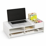 Suport Ergonomic pentru Monitor și Laptop, cu Compartimente, Alb
