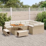Cumpara ieftin Set de canapele pentru grădină cu pernă 12 pcs Bej, crem