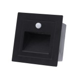Spot incastrat treapta cu senzor LED 3W 3000K IP54, negru, Erste