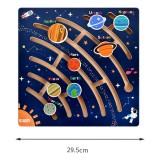 Puzzle educativ din lemn, Labirint Planetelor din Sistemul solar, 3+ ani, 29.5 x 29.5 cm, Multicolor