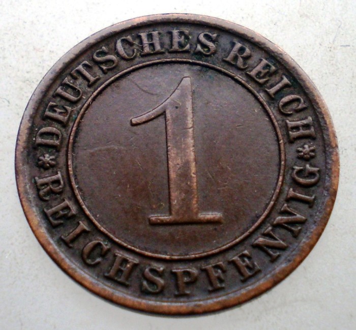 B.191 GERMANIA WEIMAR 1 REICHSPFENNIG 1933 A