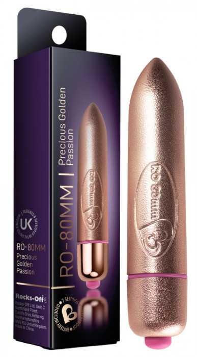 Vibrator Bullet Golden Passion RO-80mm, Auriu, 7 Viteze