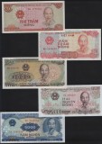 Set Bancnote Vietnam 1987-1991, 200, 500, 1000, 2000, 5000 Dong UNC, Colectie Bancnote Straine