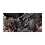 Gresie exterior / interior portelanata Dazzle Onyx Black, 60 x 120 cm, negru, lucioasa, rectificata, aspect marmura