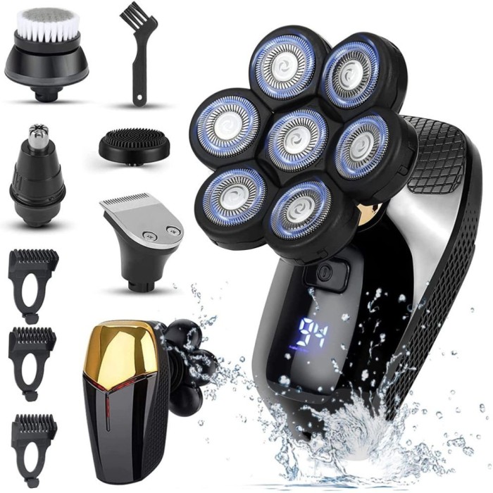 Aparat de Ras Electric Multifunctional Linomag&reg;, Profesional, 7D 5 &icirc;n 1 cu Capete Rotative Flexibile, Display LED, Rezistent la Apa, USB Reincarcabil,