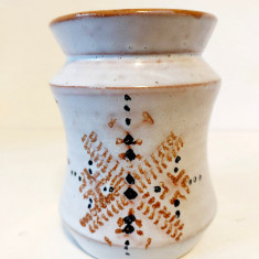 Vaza ceramica studio pottery, modern-rustic stilizat, 11cm