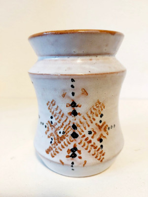 Vaza ceramica studio pottery, modern-rustic stilizat, 11cm foto