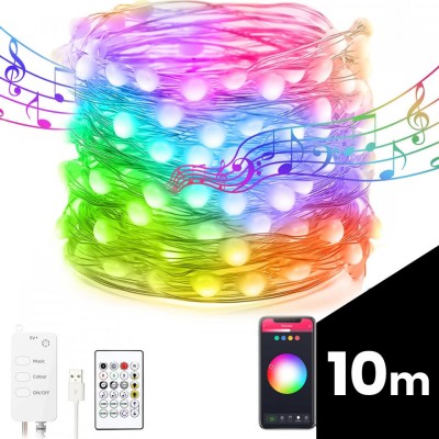 Șir de lumină inteligentă - USB - 66 LED-uri RGB - 10 m - Bluetooth foto