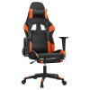 Scaun gaming masaj/suport picioare, negru/portocaliu, piele eco